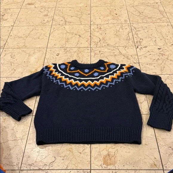 Tory Burch Sport Navy blue Fair isle sweater. - Picture 1 of 4